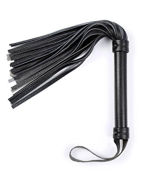 Plain Black Leather Flogger – Classic BDSM Impact Toy for Sensual and Intense Play