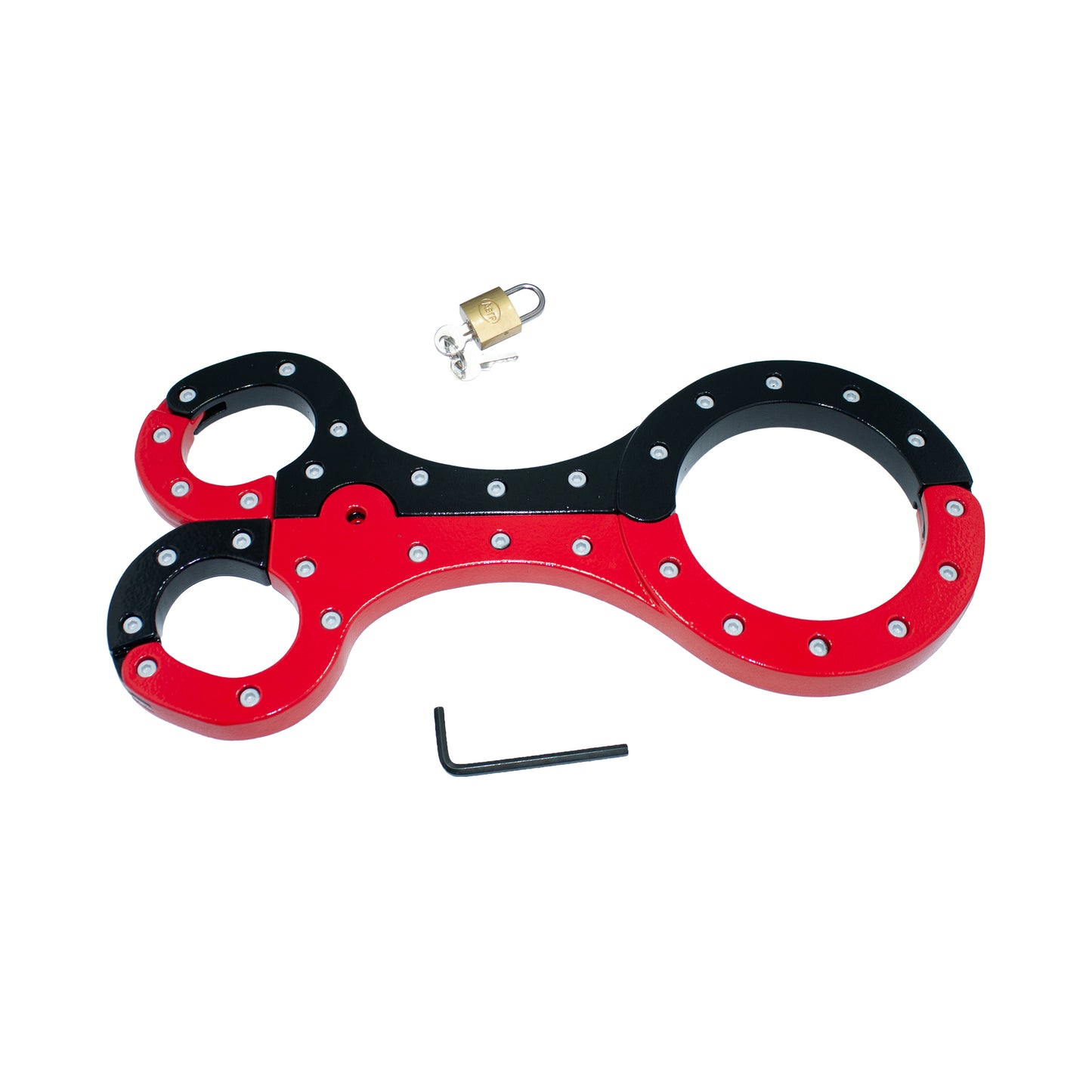 Red & Black Aluminum Handcuffs – Lightweight, Stylish Bondage Restraints for BDSM Play