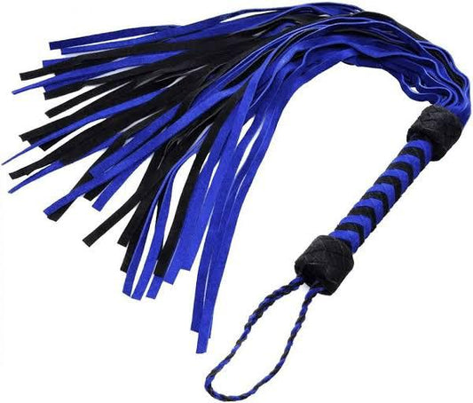 Striped Blue Leather Flogger – Premium BDSM Impact Toy for Sensual and Intense Play