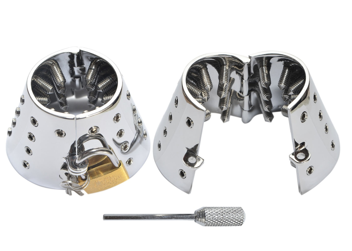 Stainless Steel Spiked Ball Cage – Intense Male Chastity Device for Extreme BDSM Play